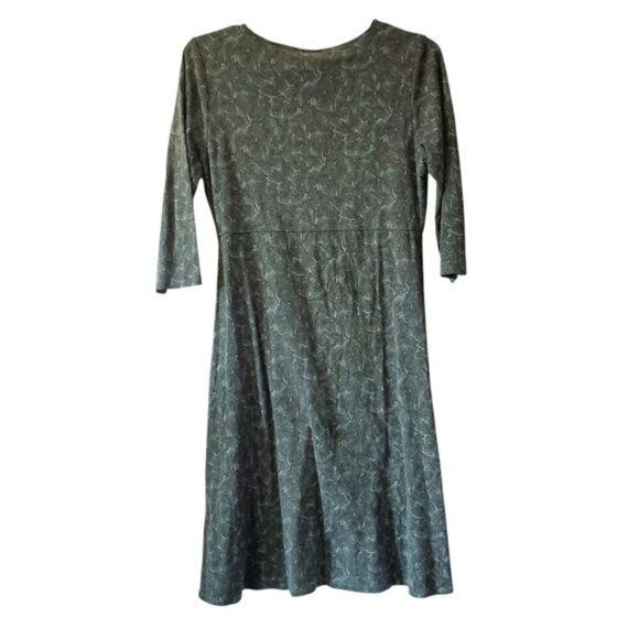 Toad & Co. Organic Cotton Lyocell Pine Leaf Green Boho Lagenlook Hiking Dress M - Picture 3 of 8
